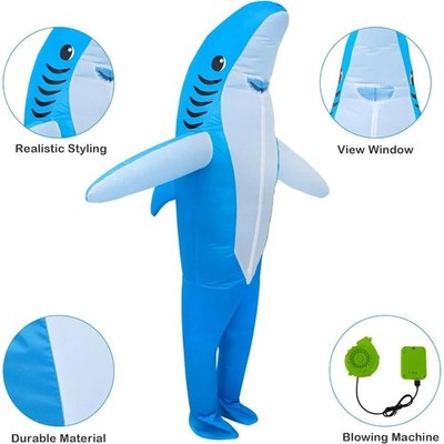 Inflatable Funny Shark Costume Suit HalloweenCosplayParty(Batteries Not Include)