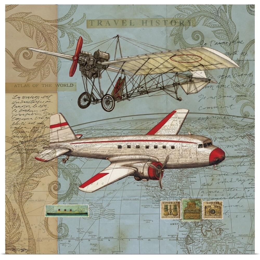 Vintage Travel Airplane Poster Art Print, Airplane Home