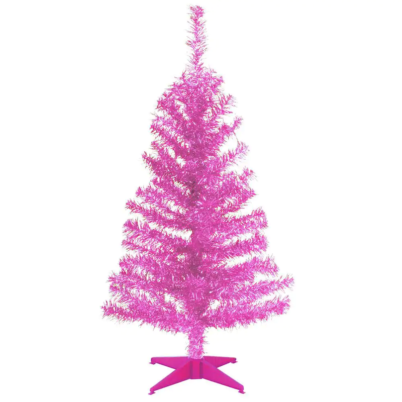 3ft Pink Tinsel Artificial Christmas Tree - Small & Festive Valentines Day Decor