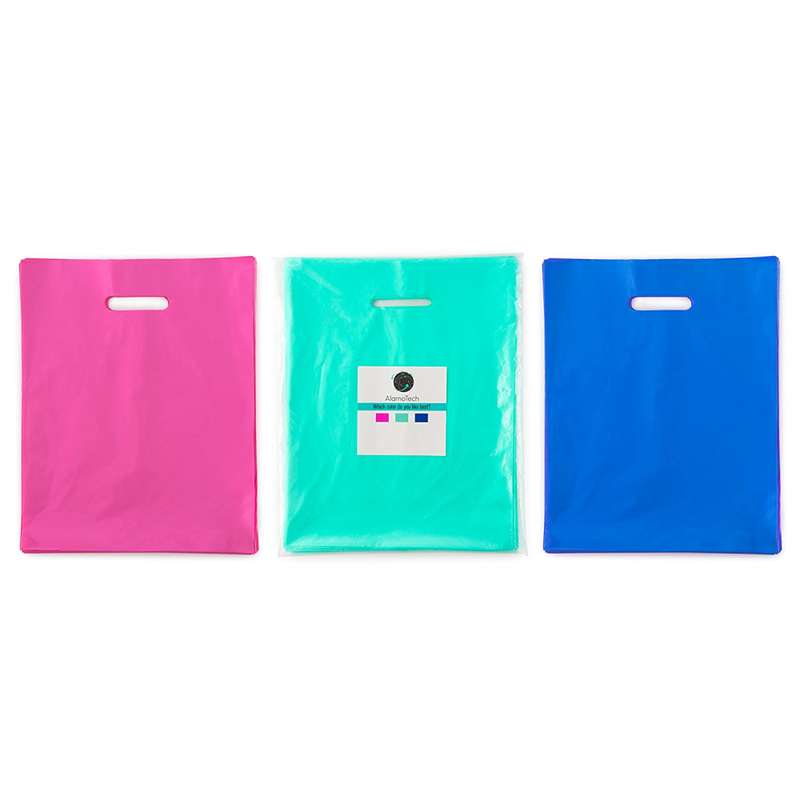 UPC 860067000418 product image for 150 Plastic Merchandise Shopping Bags 12 X 15 Pink Teal Royal Blue With Handles | upcitemdb.com