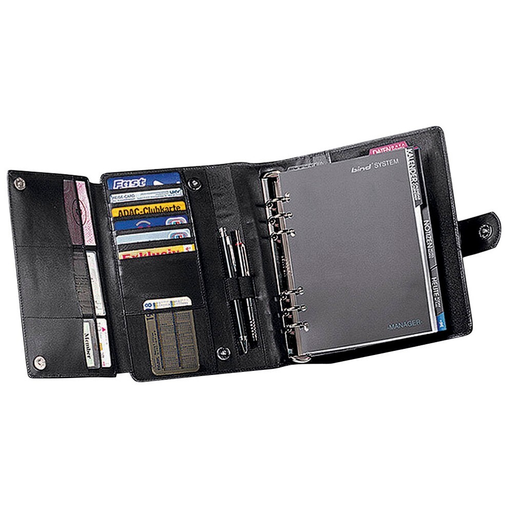 bind Terminplaner Manager Plus DIN A5 Leder schwarz Magnetverschluss Nappaleder