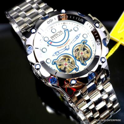 Pre-owned Invicta Reserve Venom Fusion Double Open Heart Automatic Steel Mop Watch