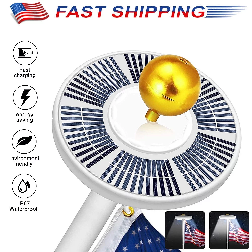 26-136LED Solar Powered Flag Pole Light Auto Active Super Bright Lamp Waterproof