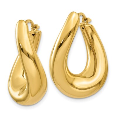 Pre-owned Superdealsforeverything Real 14kt Yellow Gold Twisted Oval Hoop Earrings