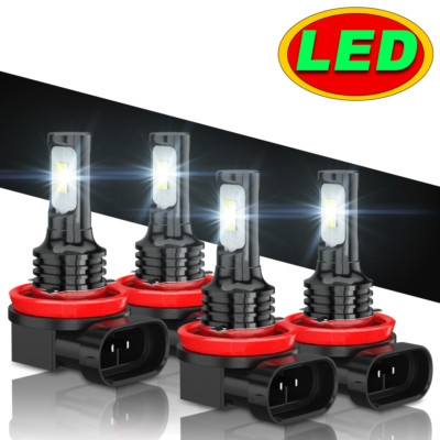 For Nissan Sentra 2013-2019-Combo H9 H11 White LED Headlight Bulbs Hi / Low Beam