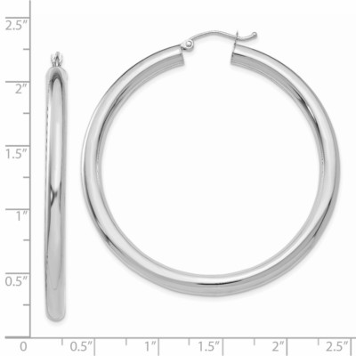 Pre-owned Superdealsforeverything Real 14kt White Gold Polished 4mm Tube Hoop Earrings