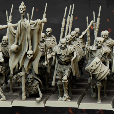 Undead Skeleton Spearmen Command Miniature x3 |D&D DnD | 