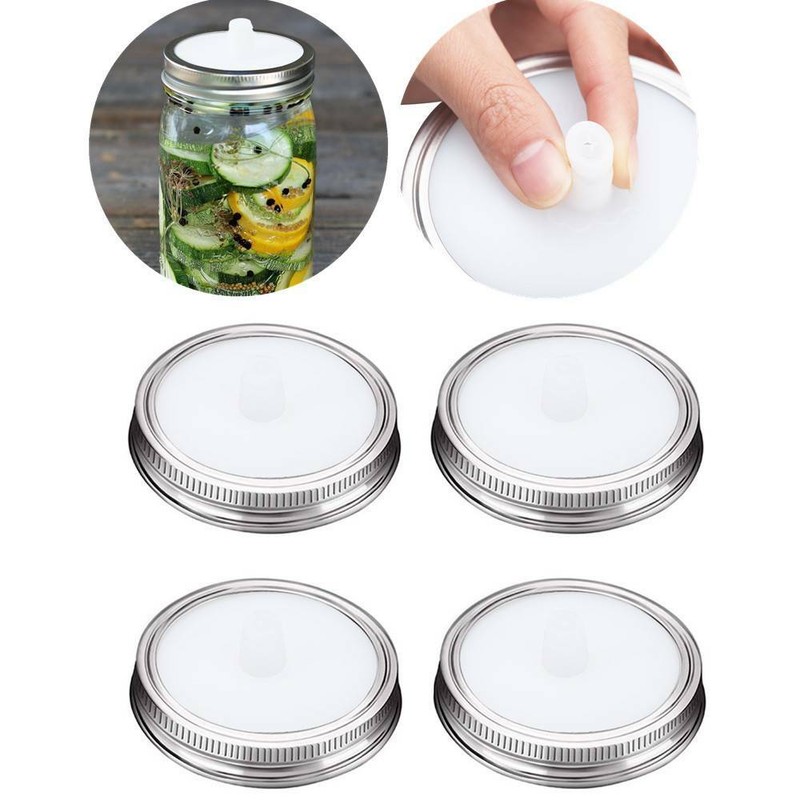 4X Wasserlos Silikon Fermentationdeckel Gärung,für 87MM Wide Mouth Einmachgläser