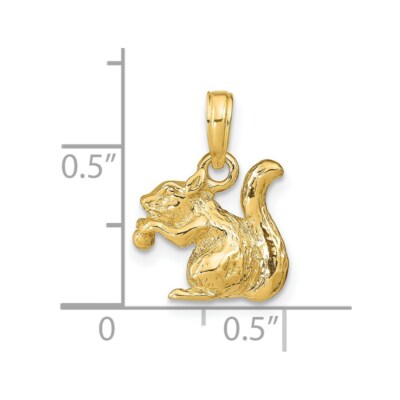 Pre-owned Superdealsforeverything Real 14kt Yellow Gold Solid 3-d Squirrel With Nut Charm