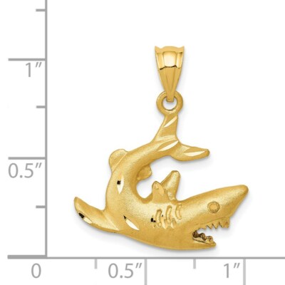 Pre-owned Superdealsforeverything Real 14kt Yellow Gold Shark Pendant