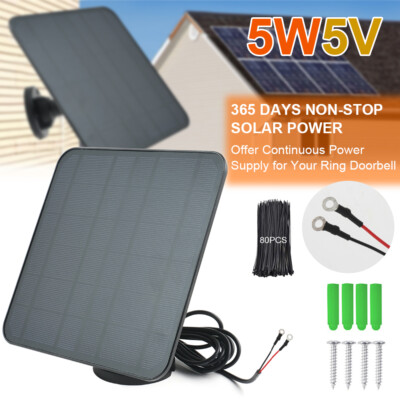 5W 5V Solar Panel Outdoor Battery Charger For Ring Video Doorbell 2/3/3+/4
