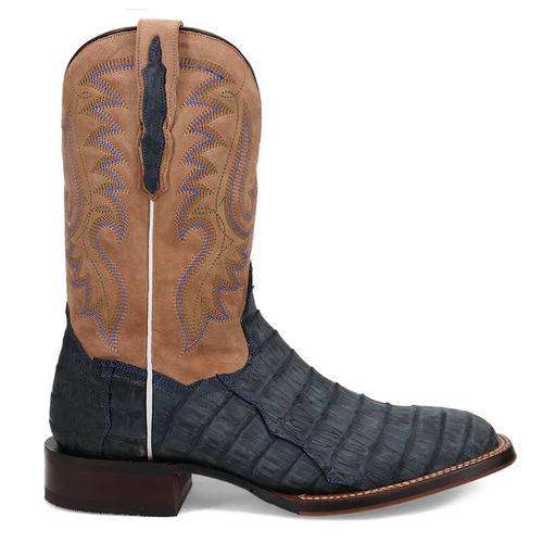 Dan Post Boots Leon Caiman Embroidered Square Toe Cowboy  Mens Blue, Brown Dress