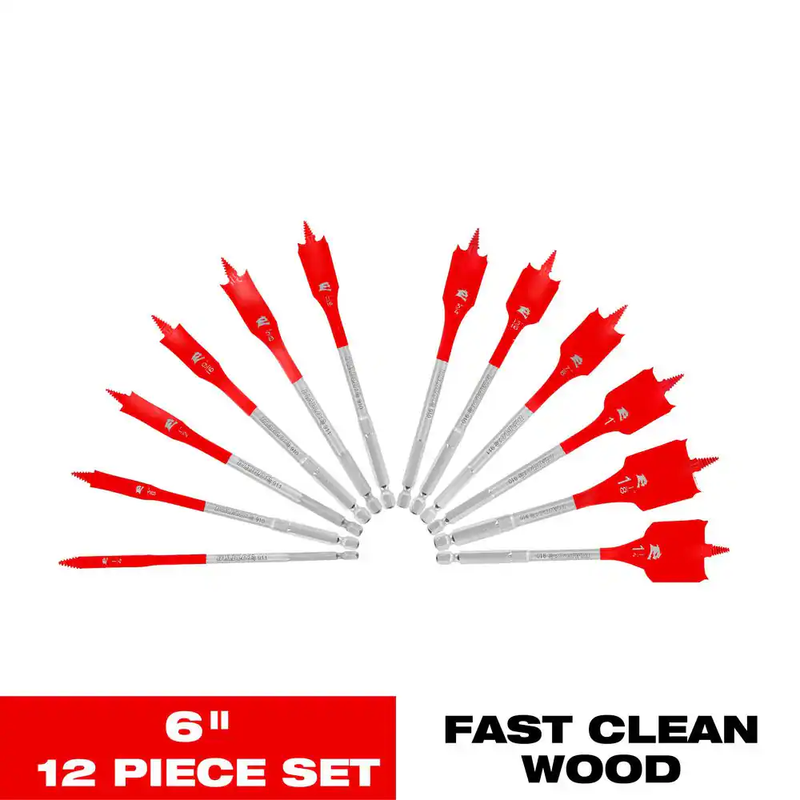 Diablo Spade Bit Set High Speed Steel SPEEDemon 12 Piece Wood Drill Bits Impact