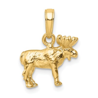 Pre-owned Superdealsforeverything Real 14kt Yellow Gold 3-d Moose Pendant