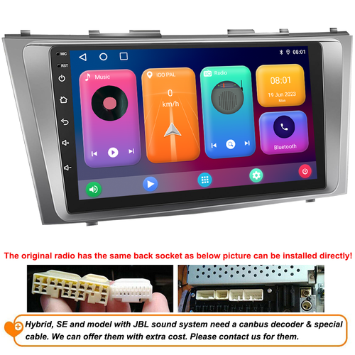 Android 13 Apple CarPlay GPS Navi BT For Toyota Camry 2007-2011 Car Stereo Radio