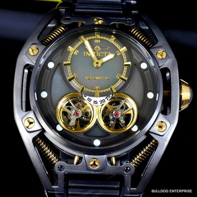 Pre-owned Invicta S1 Rally Double Open Heart Automatic Gunmetal Steel 52mm Watch