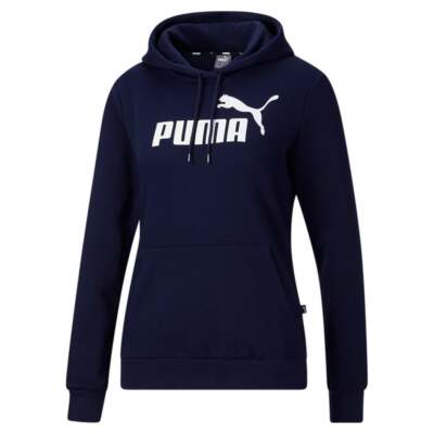 Puma Ess Logo Pullover Hoodie Женская синяя повседневная верхняя одежда 84686006