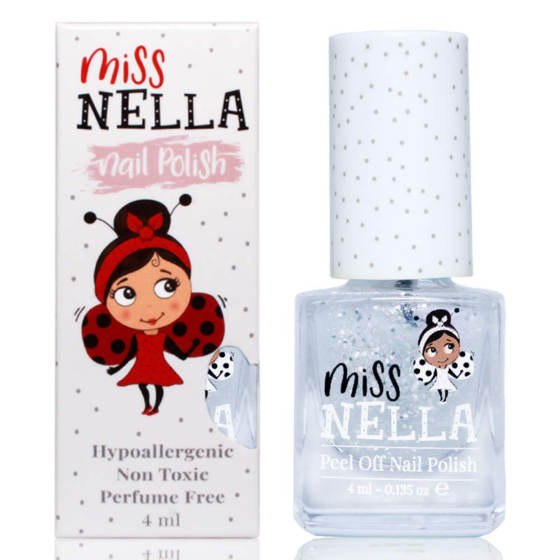 MISS NELLA CONFETTI Clouds&ndash;Safe Special Glitter Clear Nail Polish for Kids, Non-