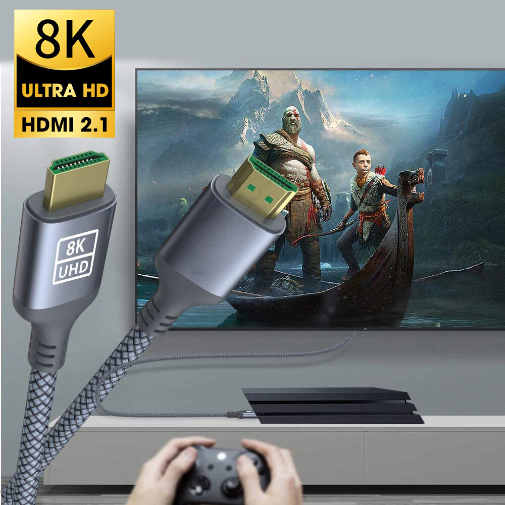 High Speed 8K HDMI 2.1 Cable Braided 4K@120Hz Dynamic HDR Cord for DVD Player