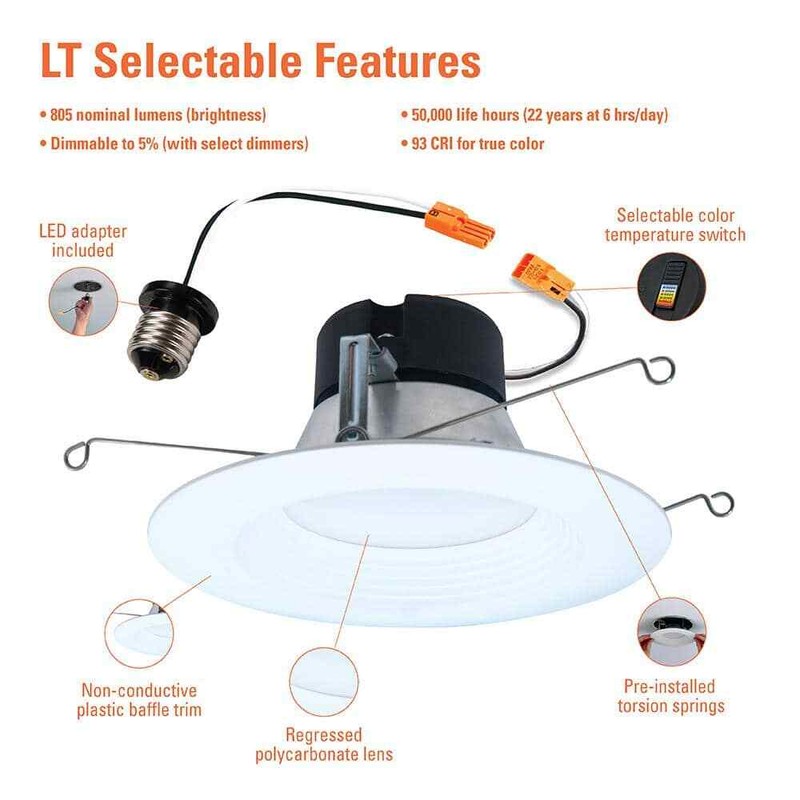 HALO LT 5/6 in. LED Retrofit Module with Baffle Trim Selectable 5CCT 750-Lumens