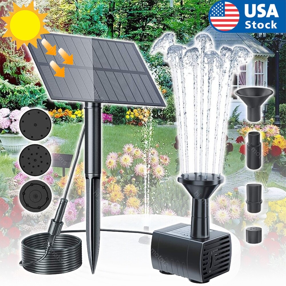 Solar Power Fountain Submersible Floating Water Pump Bird Bath Pond Garden Decor
