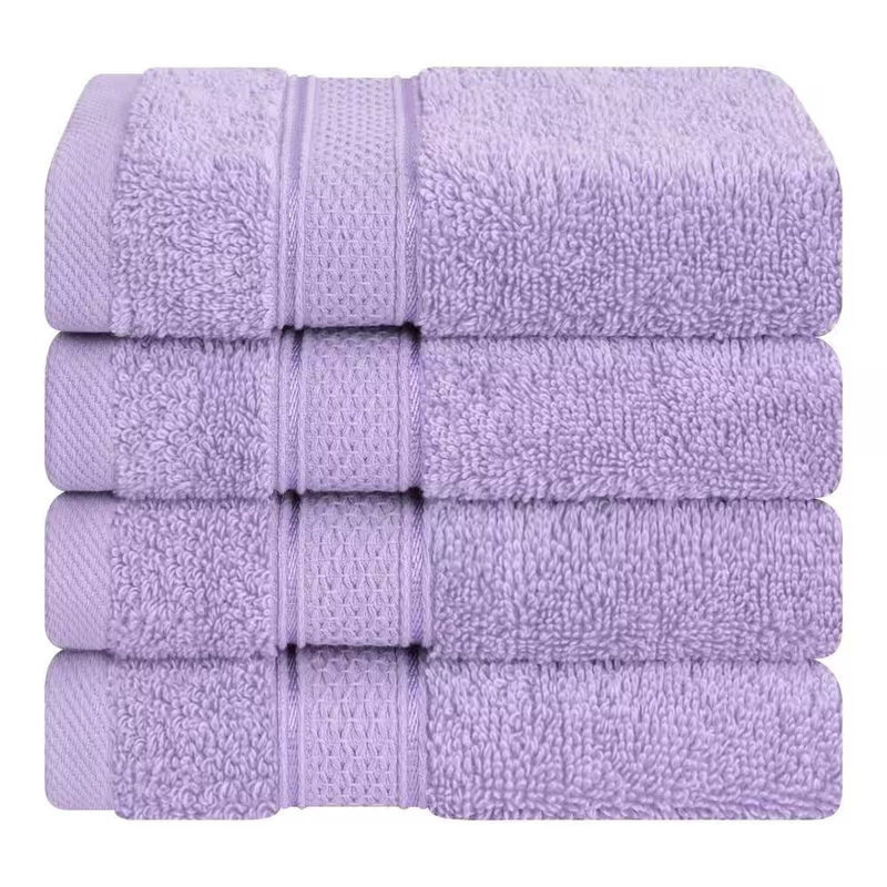 Salem Luxury 4-Pack Washcloth Set, 100% Cotton, 13 In. W. X 13 In. Washcloths, Lilac Bath Towel Set