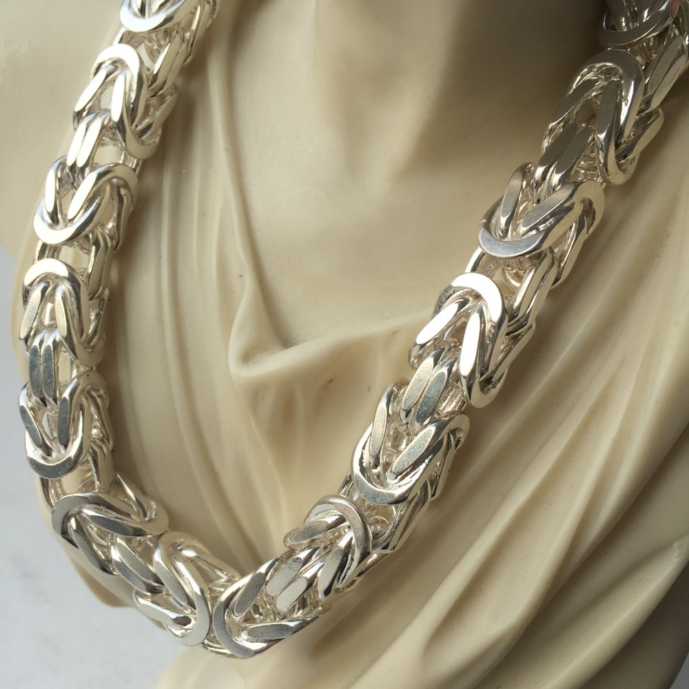 Pre-owned Handmade 10mm Byzantine Mens Silver Chain 925 Solid Sterling Silver 305gr 22inch