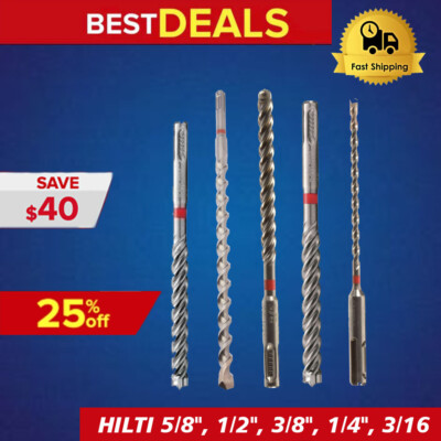 HILTI -BOSH BIT SDS PLUS, 5/8'', 1/2'', 3/8'', 1/4'', 3/16'',NEW, FREE HAT, FAST SHIP