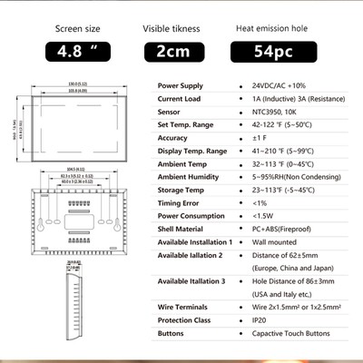WiFi Smart Programmable Thermostat For Heat Pump APP/Touch/Voice Control C8J9