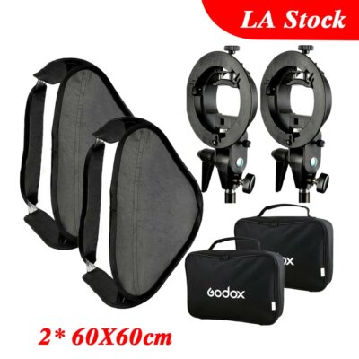 US 2*Godox 60x60cm Softbox With S-type Bracket Holder For Camera Speedlite Flash