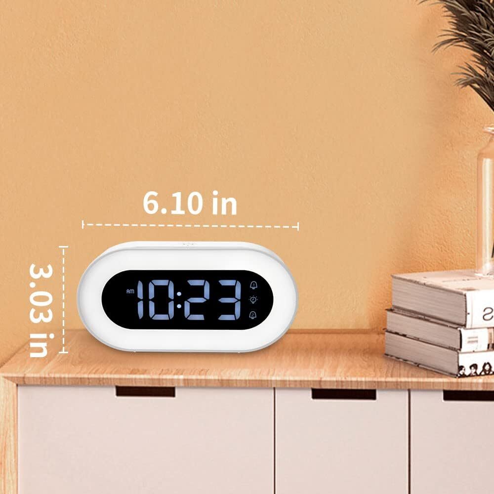 Rechargeable Digital Alarm Clock LED Night Light Adjustable Alarm Volume