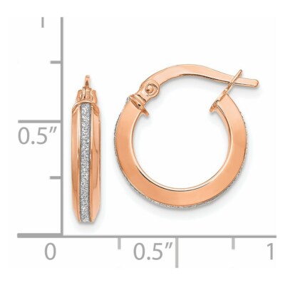 Pre-owned Superdealsforeverything Real 14kt Rose Gold Polished Glimmer Infused Hoop Earrings In Pink