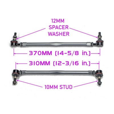 Godspeed Universal Sway Bar End link Kit Adjustable 310-370mm 10mm Studs Pair