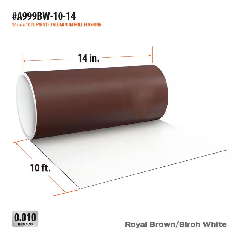 14 In. X 10 Ft. Brown/White Aluminum Roll Valley Flashing