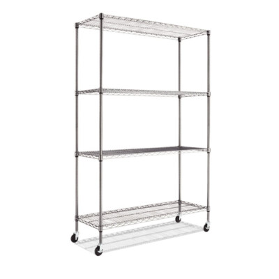 Avery 11222 NSF Certified 4-Shelf Wire Shelving Kit w/ Casters - Black New
