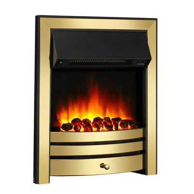 Endeavour Fires Roxby Inset Electric Fire, Brass Trim and Fret, Remote control