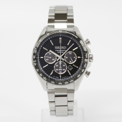 Pre-owned Seiko Selection Sbpy167 Analog Solar Powered Sapphire Crystal Black Silver