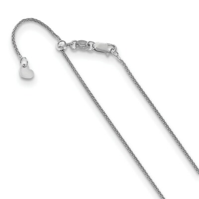 Pre-owned Skyjewelers Real 14kt White Gold Adjustable 1mm Wheat Chain; 22 Inch; Lobster Clasp