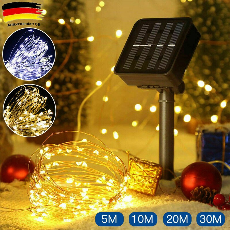 Solar Lichterkette Beleuchtung 100-300 LED Kupferdraht Party Garten