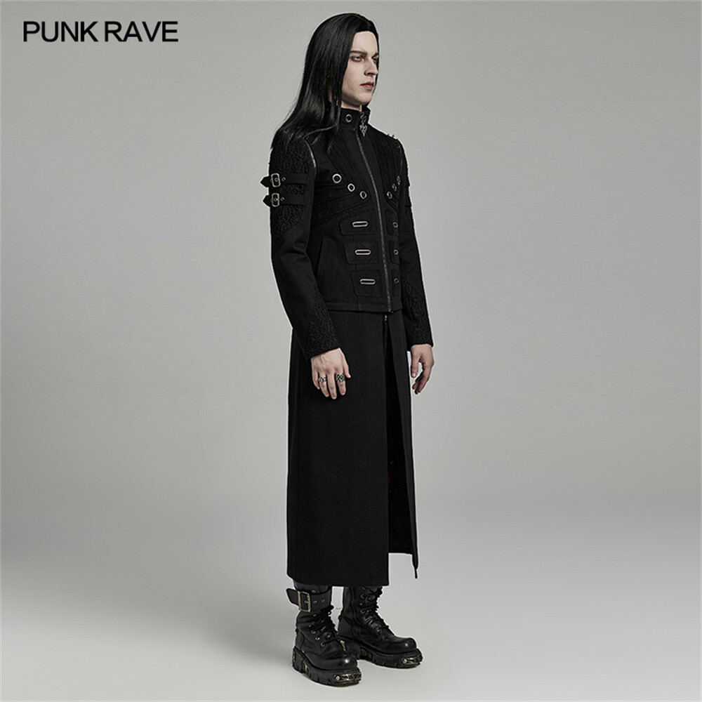 Pre-owned Punk Rave Men Steampunk Detachable Gothic Jackets Motorcycle Visual Coat Vests In Black