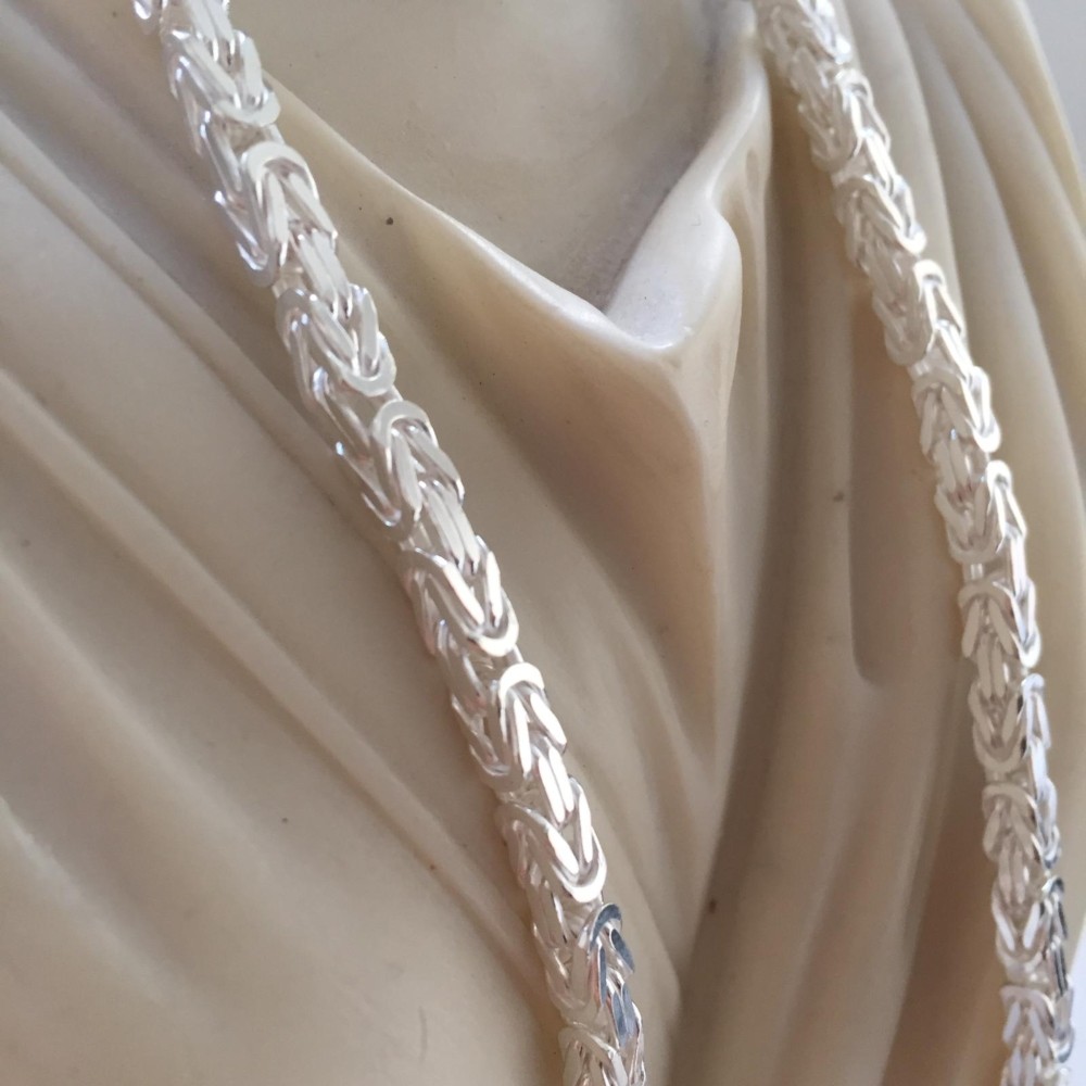 Pre-owned Handmade 6mm Mens Silver Byzantine Necklace Rope Chain 925 Sterling Silver 106gr 24"