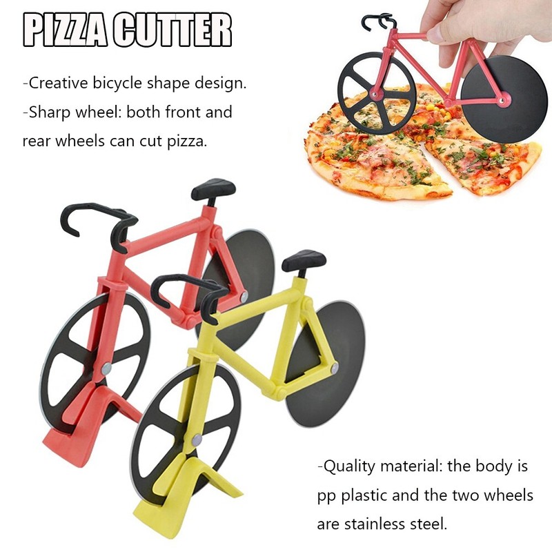 Pizza Cutter Road Bicycle Shape Chopper Slicer Stainless Steel Kitchen