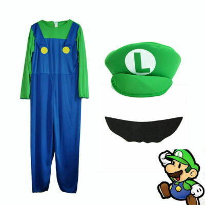 Halloween Costume Super Mario and Luigi Fancy Dress Plumber Bros Complete Set