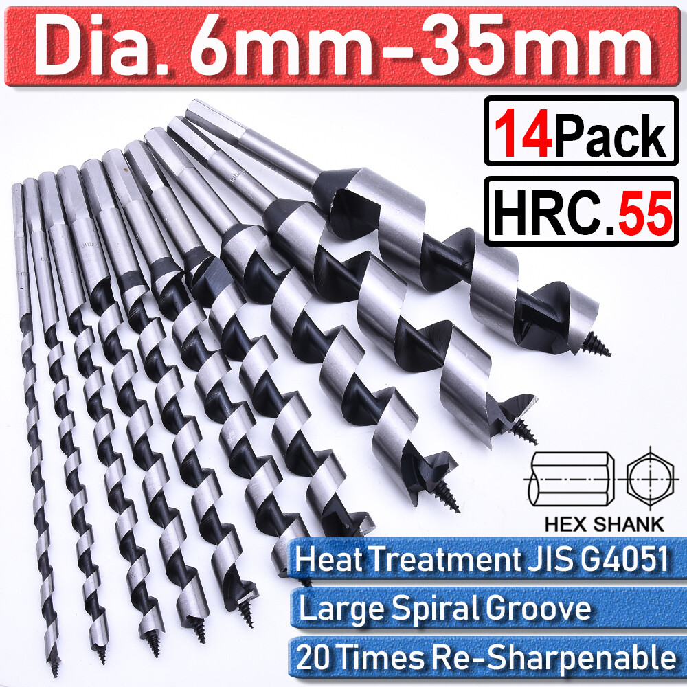230mm Hex Shank Long Auger Wood Drill Bits Joiner Carpenter 