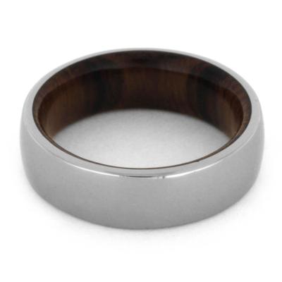 Pre-owned Undisclosed Ironwood Ring With Titanium Overlay-sig3004