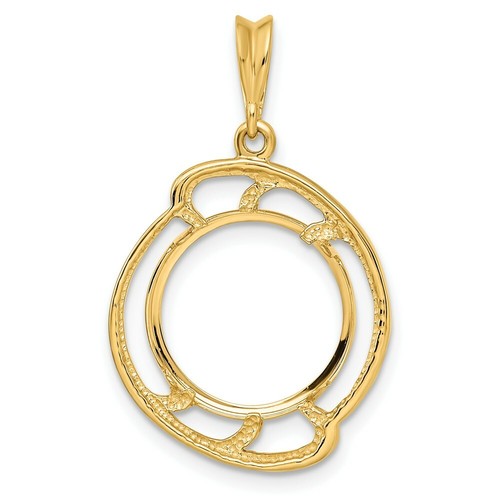 Pre-owned Roy Rose Jewelry Gold Coin Pendant Mounting - 13mm 14mm Coin Size - Large Open Wave Frame Design