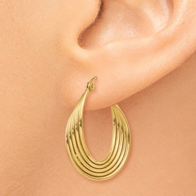 Pre-owned Superdealsforeverything Real 14kt Yellow Gold Lightweight Fancy Hoop Earrings