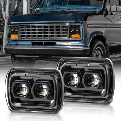 Brightest 2pc 5x7 7x6 Rectangle LED Headlight for Ford E-150 E-250 2003-2014 Van