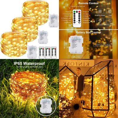 3 Pack Fairy Lights Battery Operated with Remote 10M 33FT 3 Pack