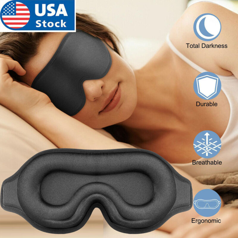 3D Travel Silk Eye Mask Sleeping Soft Padded Shade Cover Rest Relax Blindfold